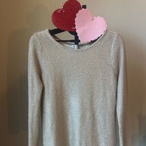 White House Black Market Shimmering Beige Top split back. Great condition size M